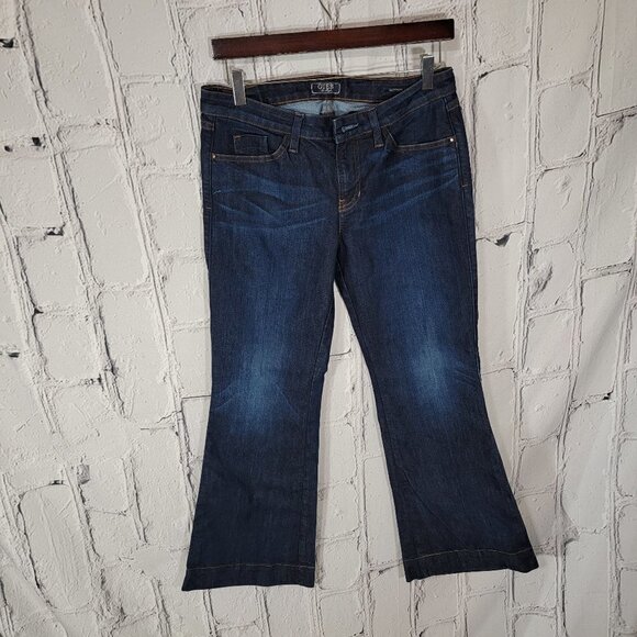 GUESS Brittney-Flare Womens Bell Bottom Flare Jeans Dark Wash Low Rise Y2K Denim - Picture 1 of 7